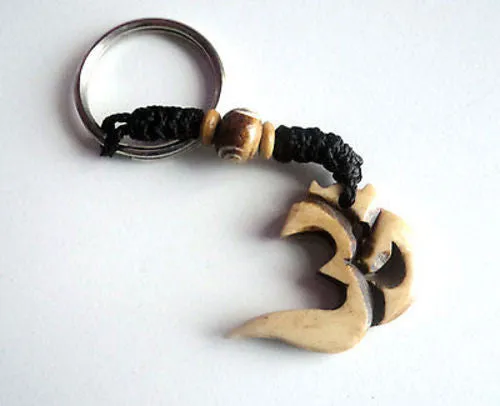 Mantra Om Bone Keychain