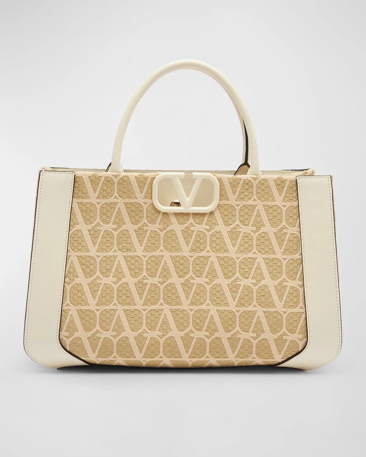 Medium VLOGO Iconographe Raffia Tote Bag