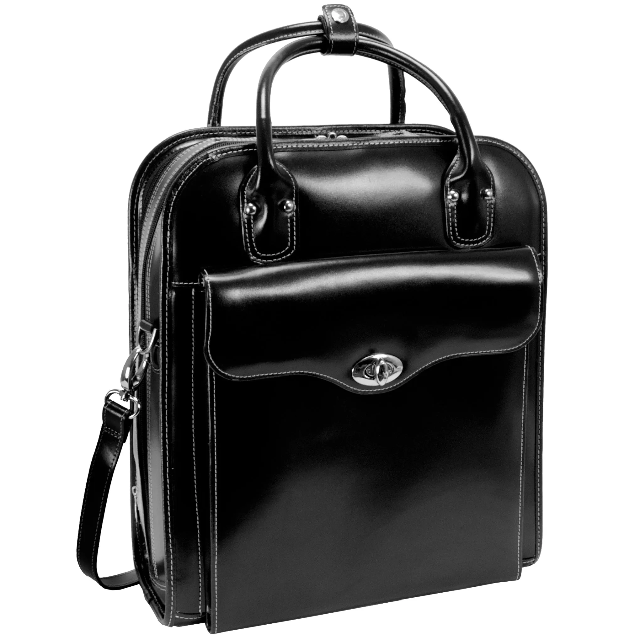 MELROSE | 15” Leather Vertical Detachable-Wheeled Laptop Case