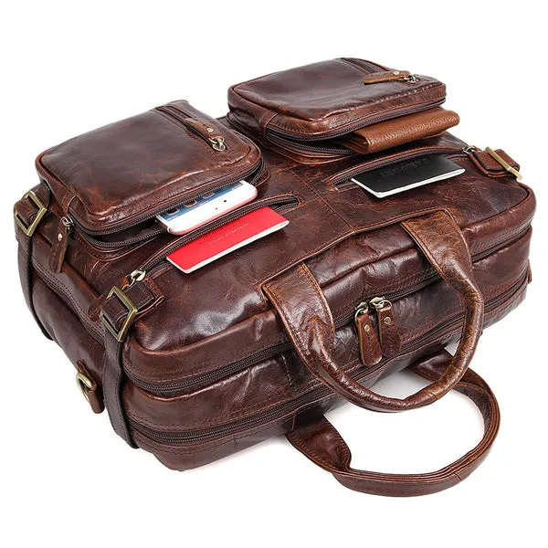 Men's Business Leather Briefcase Backpack Bags