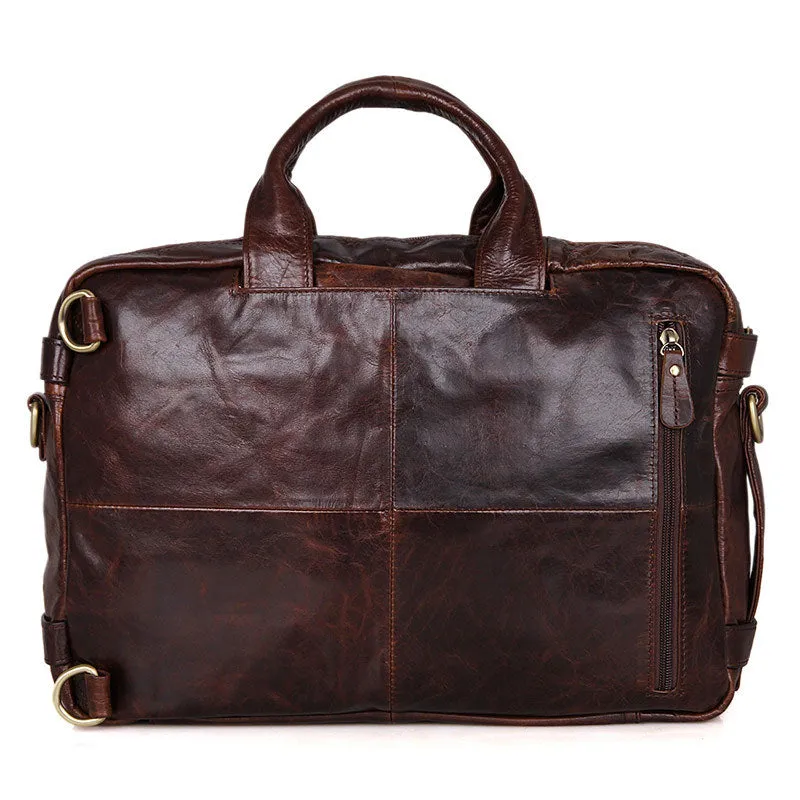 Men's Business Leather Briefcase Backpack Bags