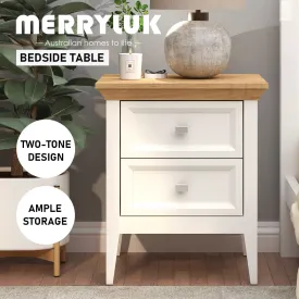 MerryLuk Coogee Bedside Table Side End Table with 2 Drawers