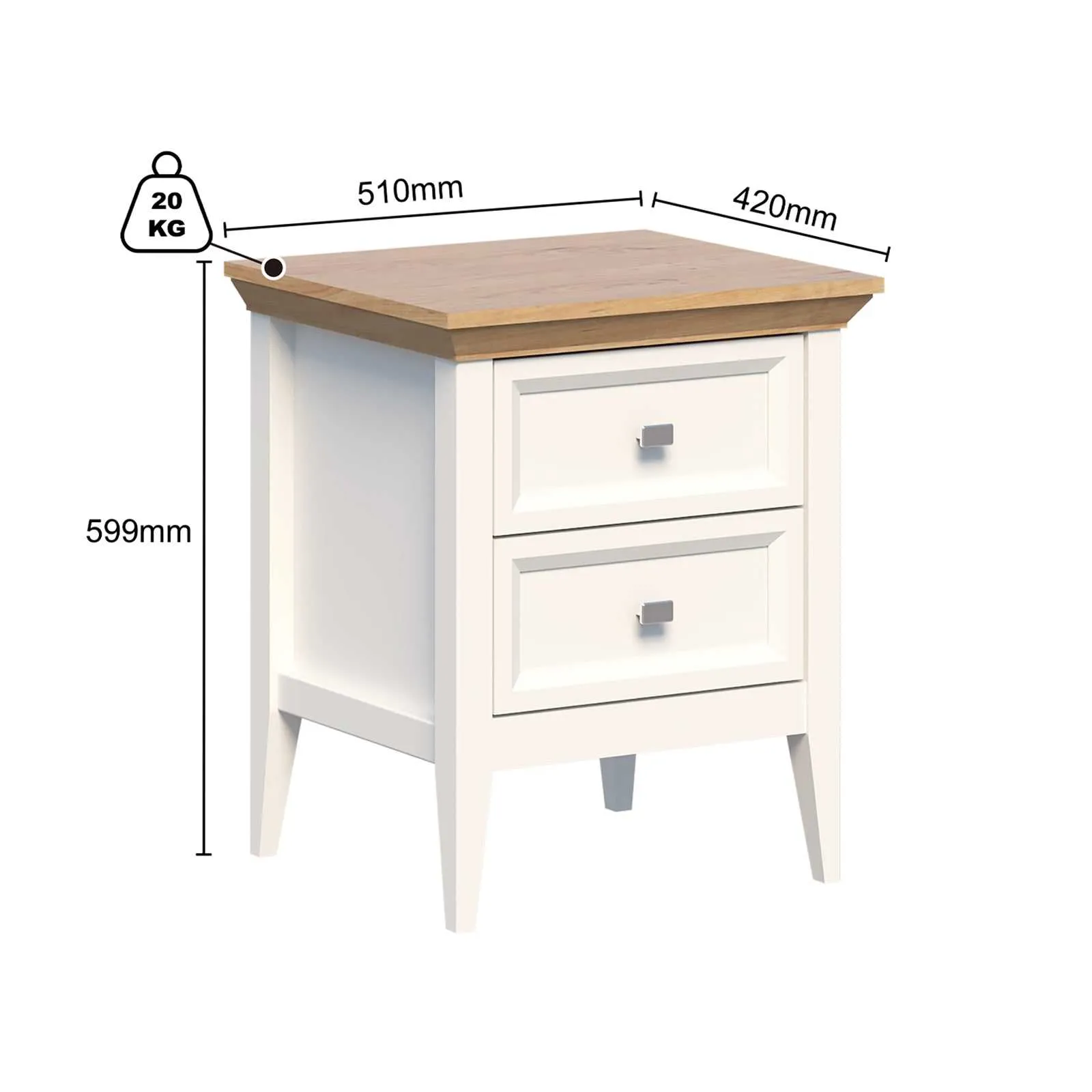 MerryLuk Coogee Bedside Table Side End Table with 2 Drawers