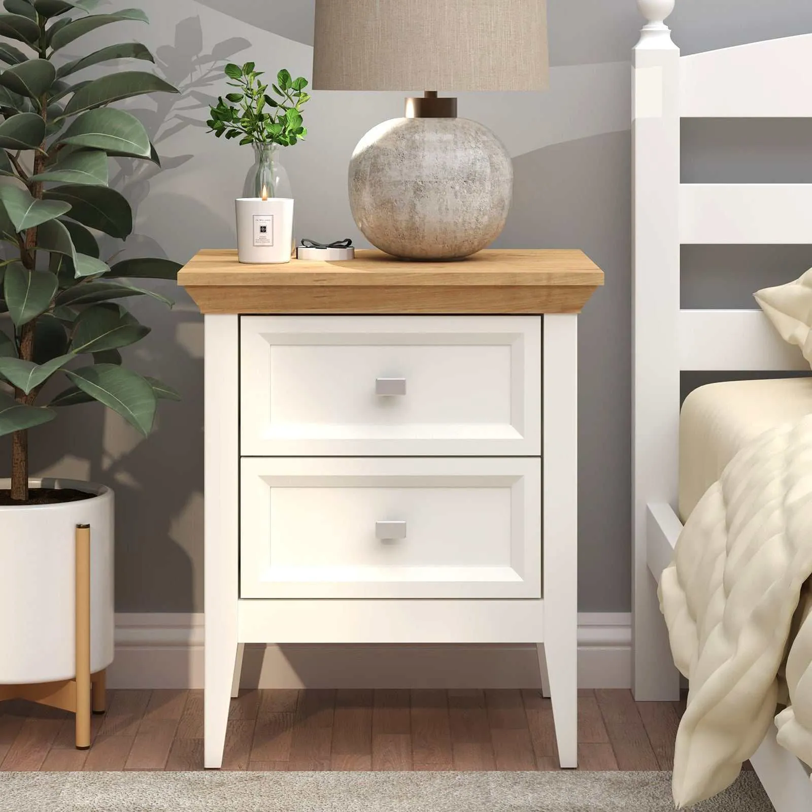 MerryLuk Coogee Bedside Table Side End Table with 2 Drawers