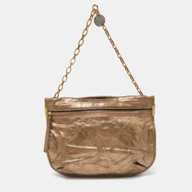 Metallic Gold Leather Chain Hobo