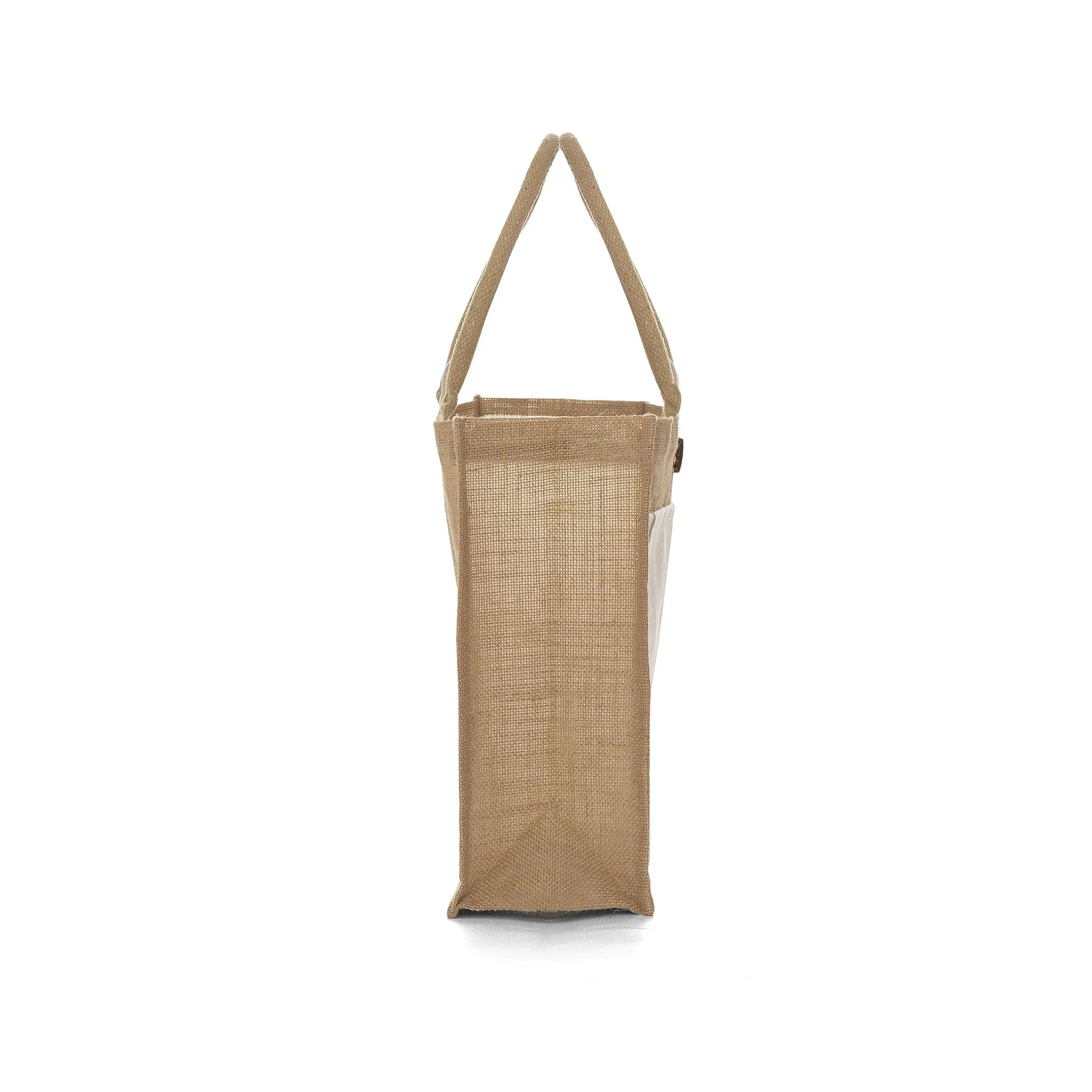 Milan Jute Tote Bags with Canvas Front Pocket