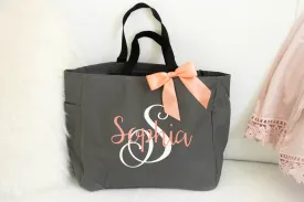 Monogrammed Tote Bags with Initials - Personalized Monogram Gift