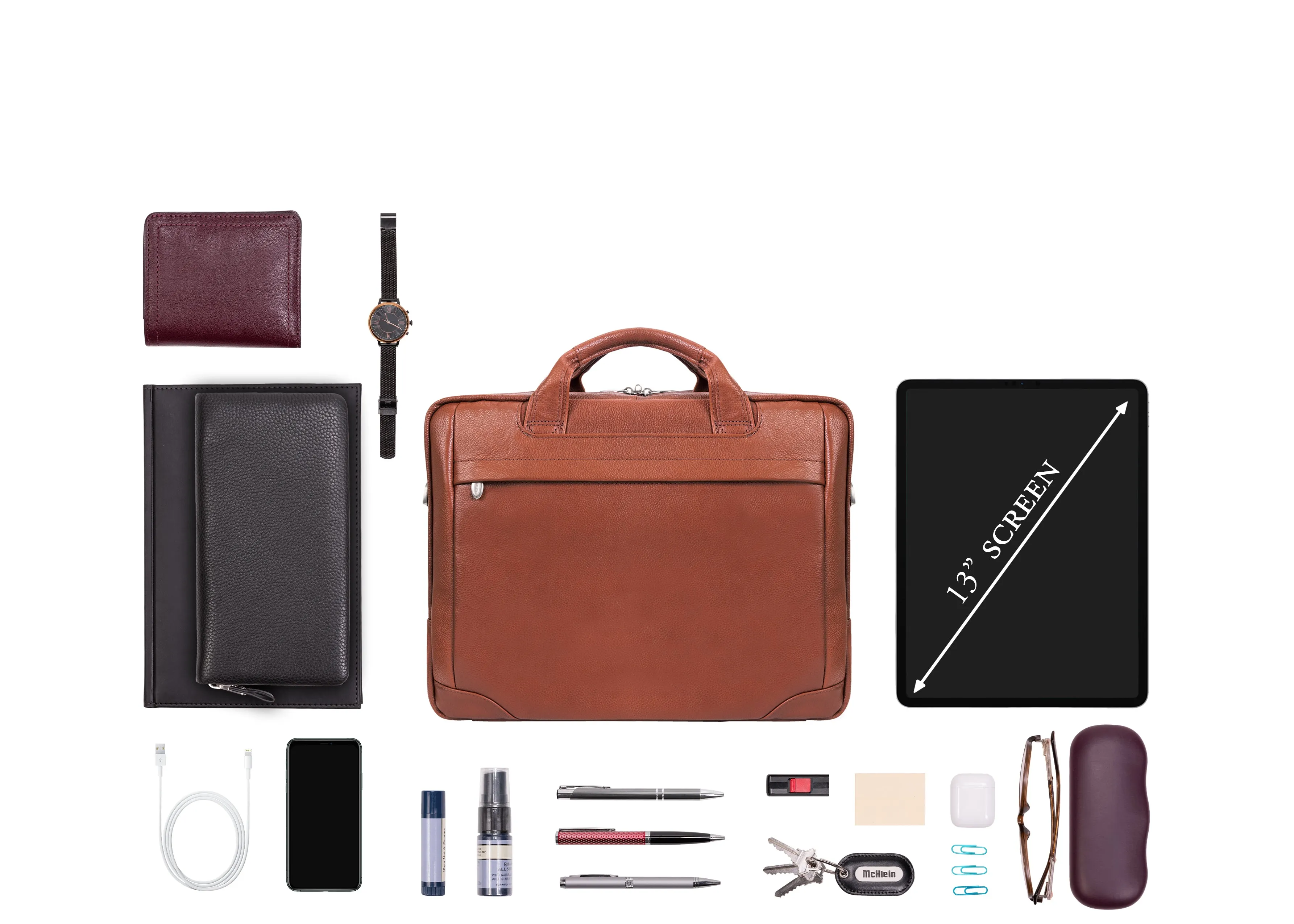 MONTCLARE | 13" Leather Laptop & Tablet Briefcase