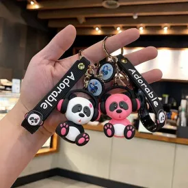 Panda Silicon Keychain With Bagcharm And Strap (Choose From Drop Down Menu)