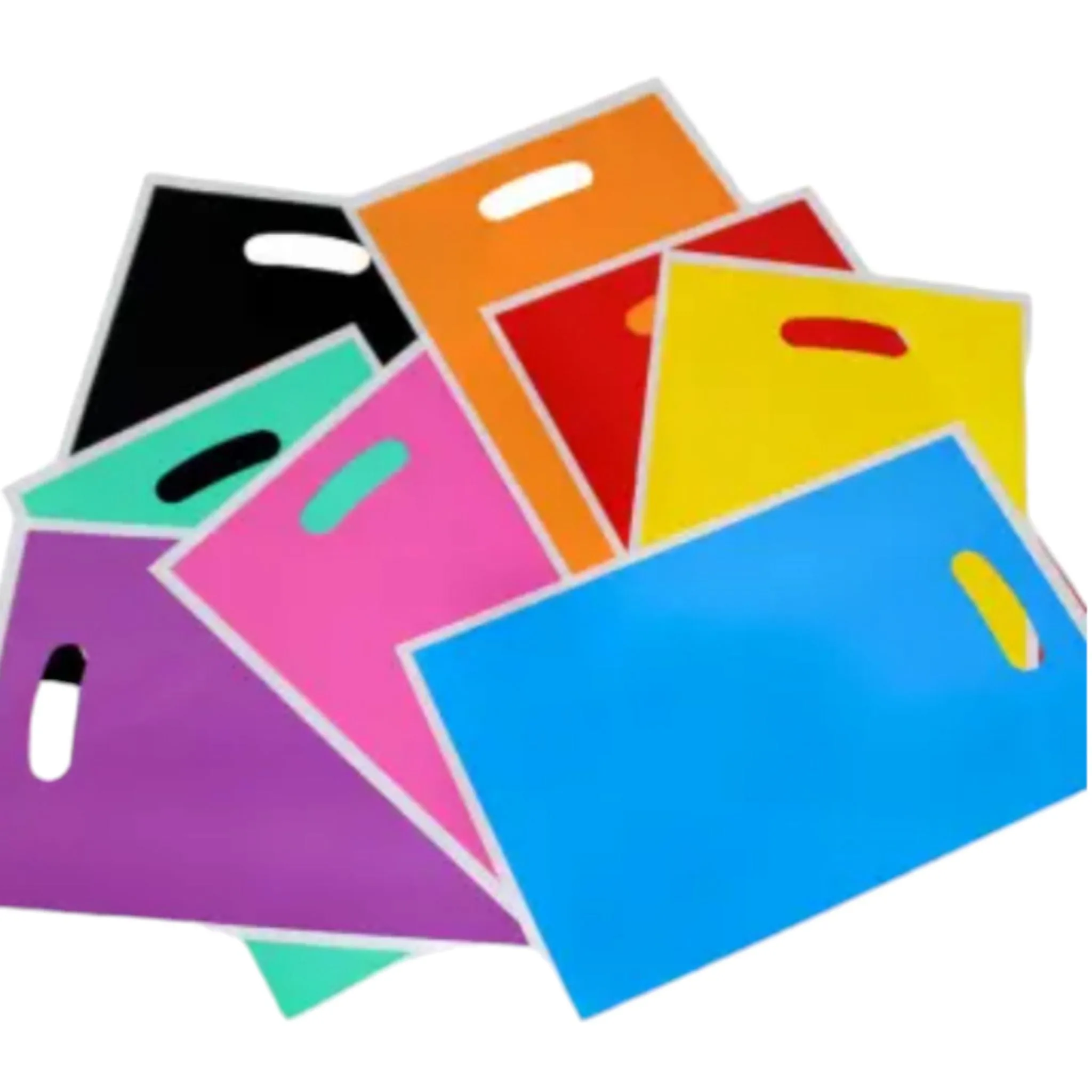 Party Loot Color Flat Plastic Bags 16x25cm 10pack Die Cut Handle Polka Dot Non-Stand