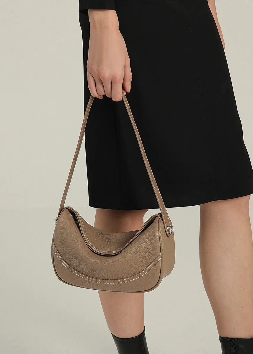 Pebble Leather Crescent Shoulder Bag