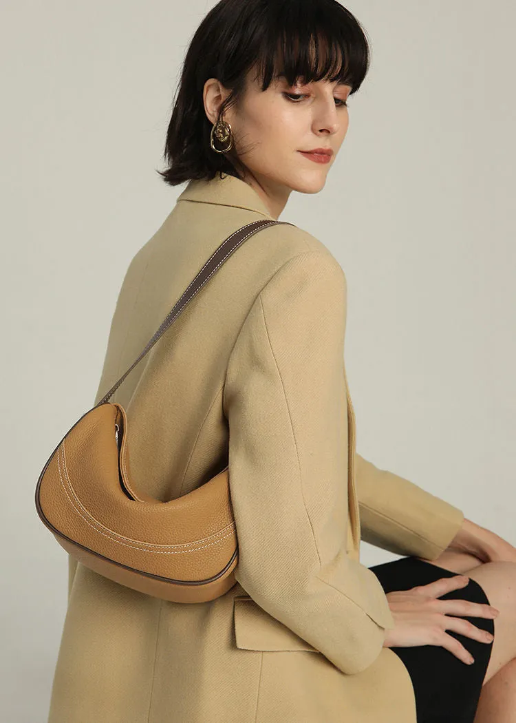 Pebble Leather Crescent Shoulder Bag