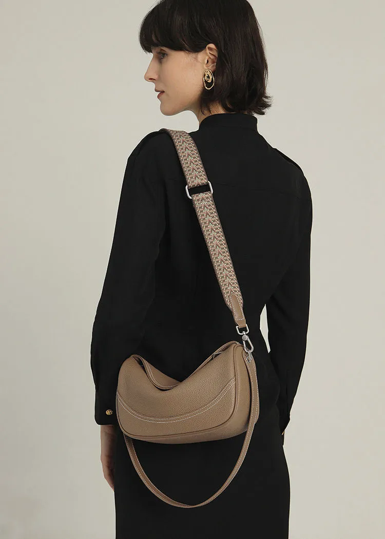 Pebble Leather Crescent Shoulder Bag