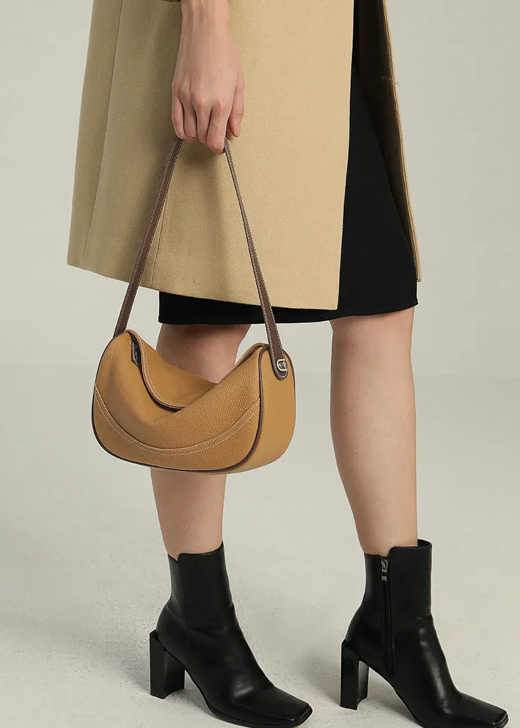 Pebble Leather Crescent Shoulder Bag