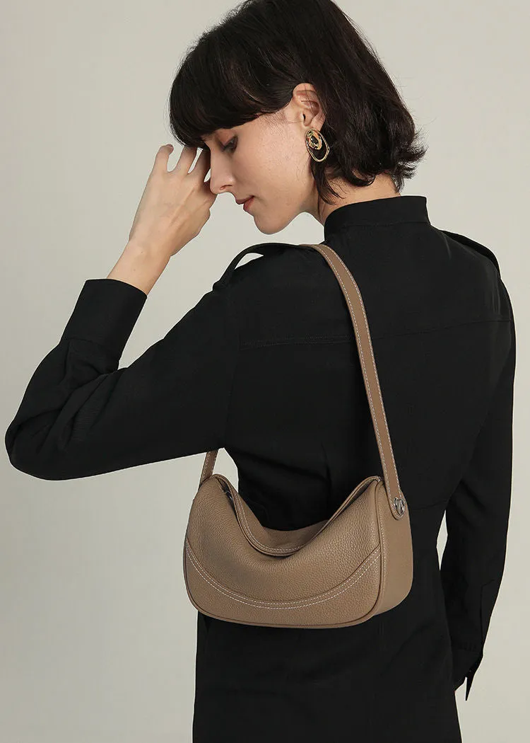 Pebble Leather Crescent Shoulder Bag