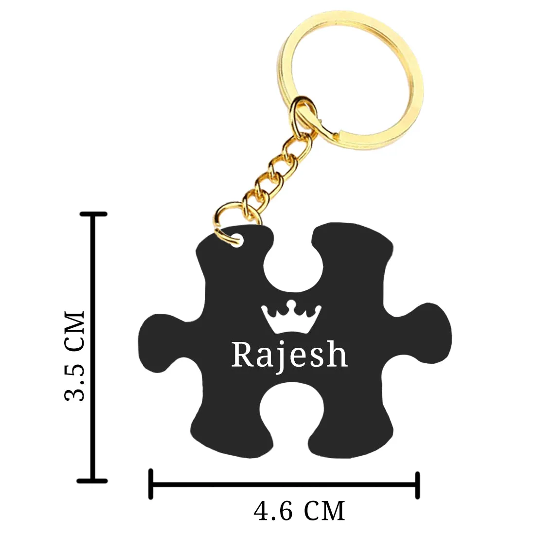 Personalized Couples Keychain Acrylic Puzzle Piece Set of 2 - KING QUEEN