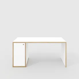 Plywood Desk with Storage Type 1 LH - Door - Formica White - 1600(w) x 800(d) x 750(h)