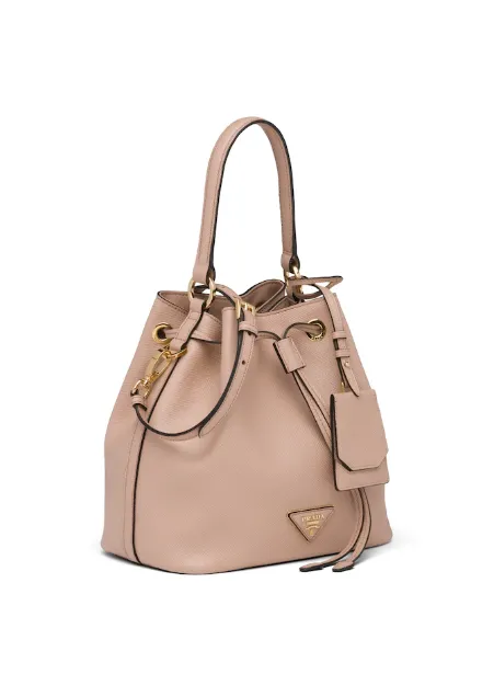 Prada Saffiano Leather Bucket Bag Beige