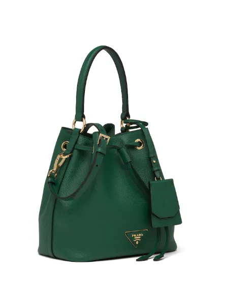 Prada Saffiano Leather Bucket Bag Green