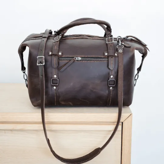 Premium Leather Duffle Bag 2.1  Chocolate Weekender