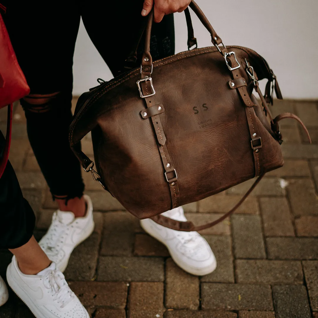 Premium Leather Duffle Bag 2.1  Chocolate Weekender