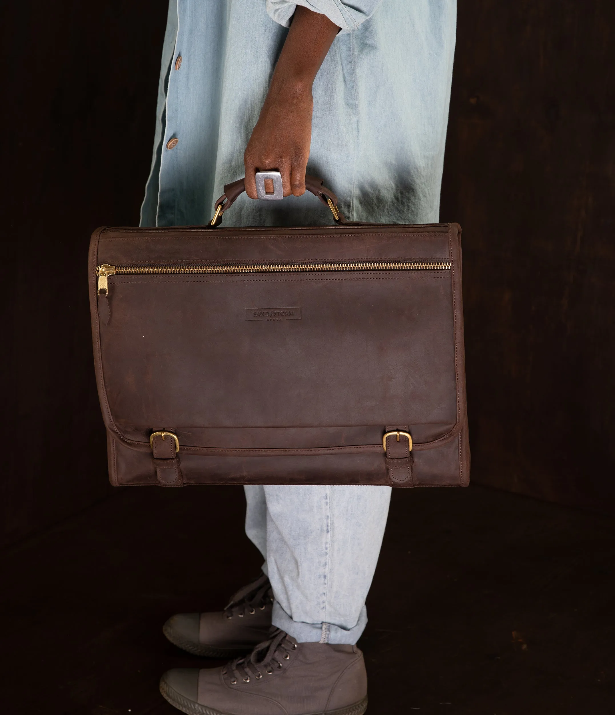 Pull Up Leather Executive Briefcase