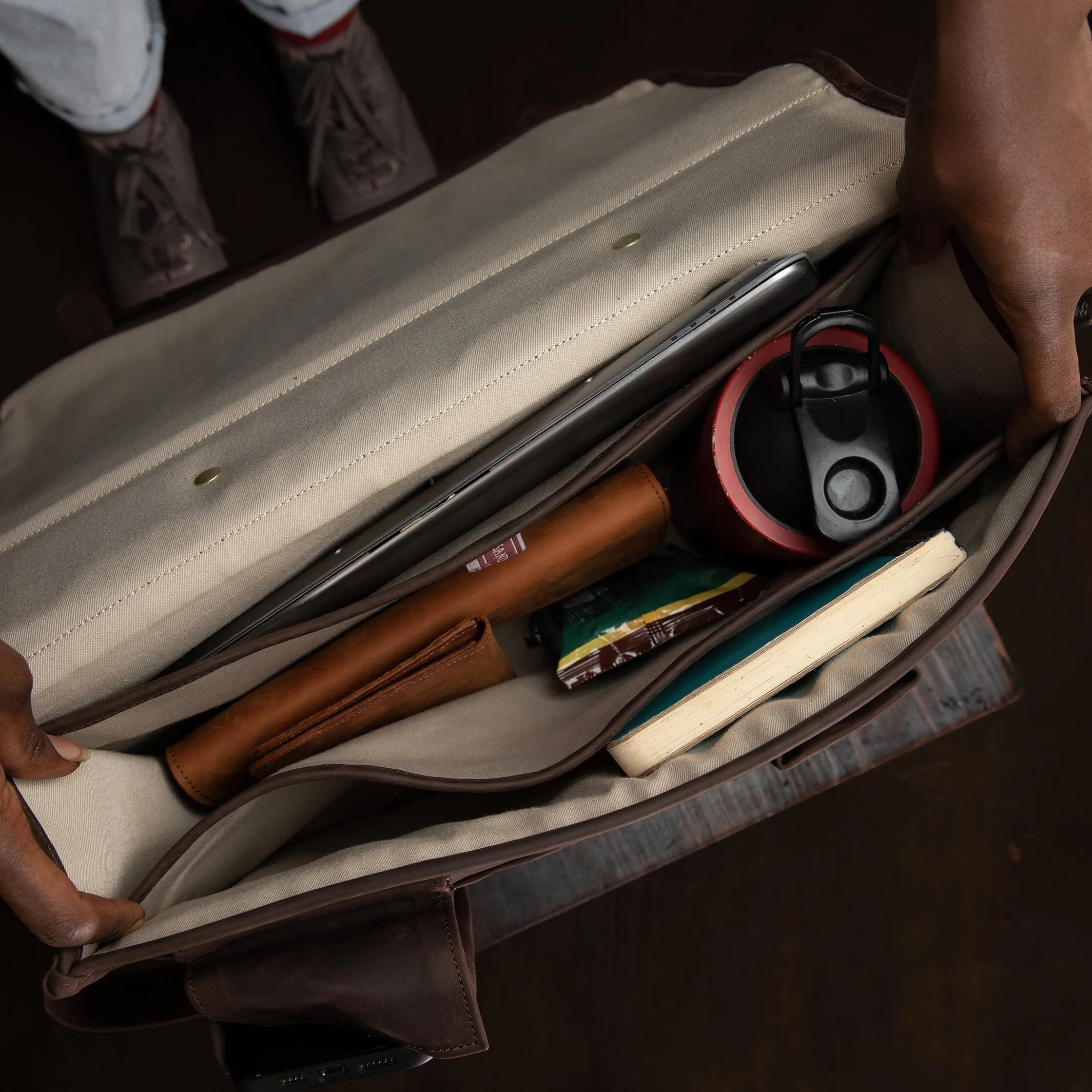 Pull Up Leather Executive Briefcase