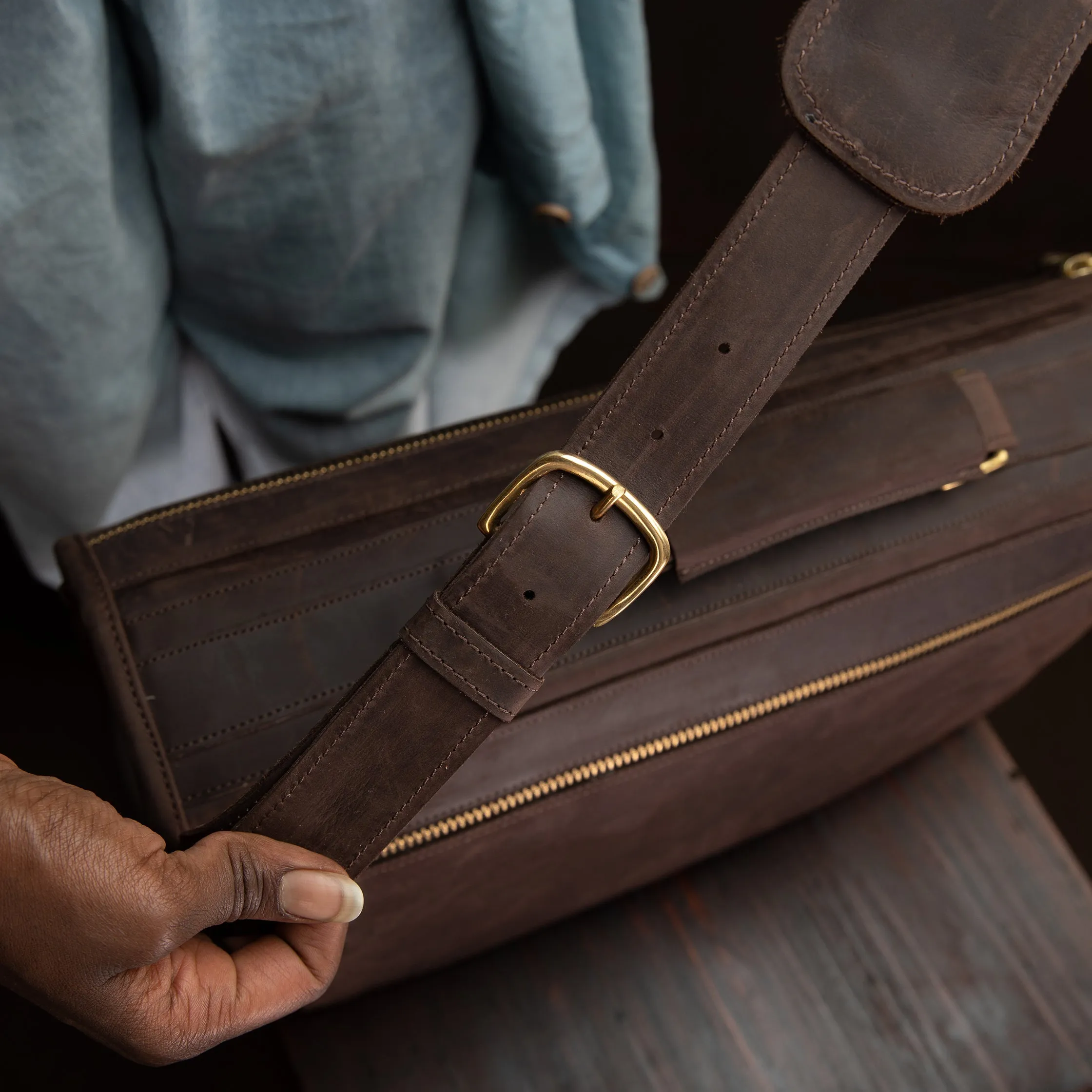 Pull Up Leather Executive Briefcase