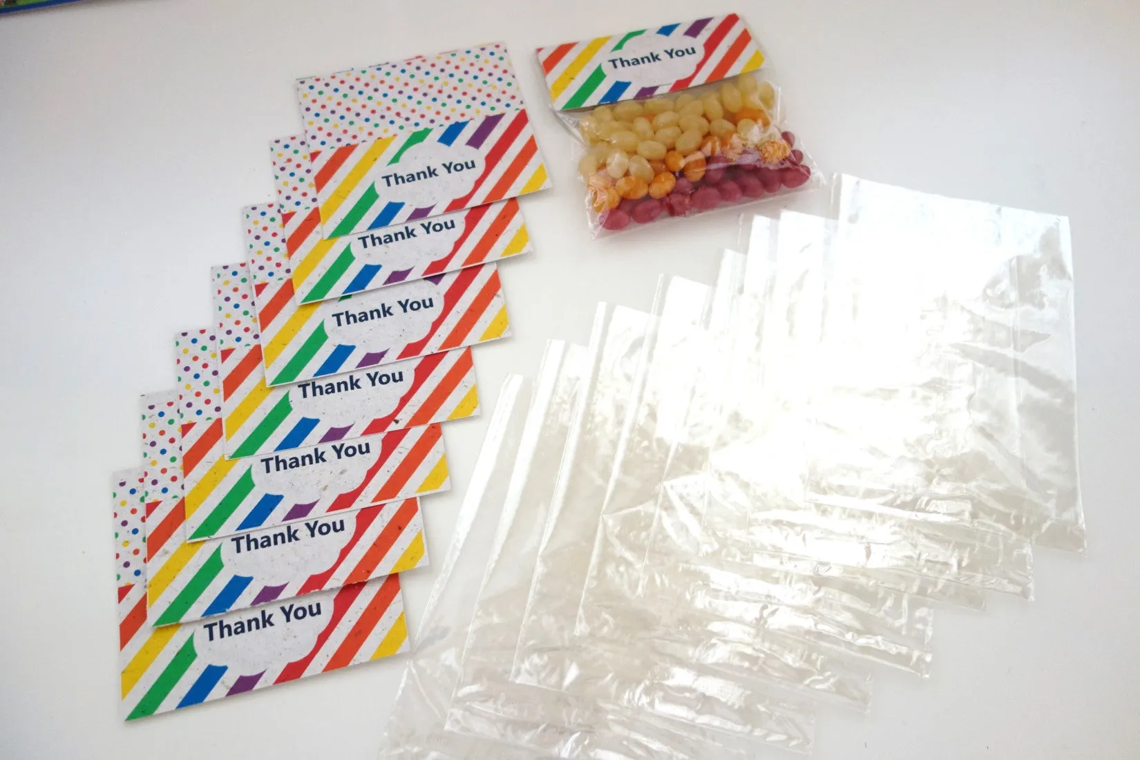 Rainbow Colors Compostable Treat Bag Kit (pack of 8, plant-based plastic bags)