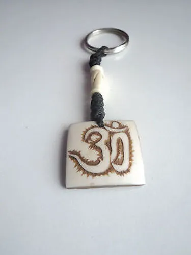 Religious Hindu Om Carved Bone Keychains