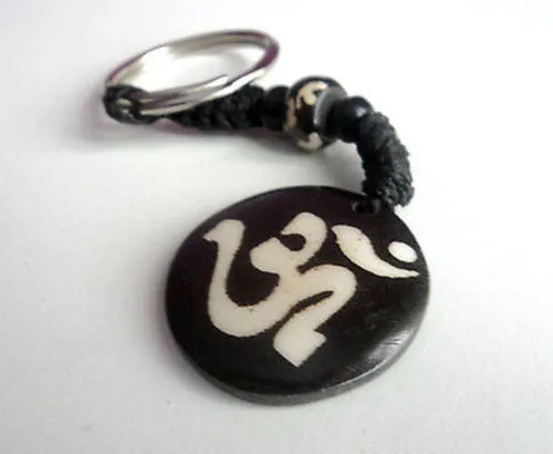 Religious Hindu Om Carved Bone Keychains