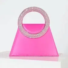 Rhinestone clutch diamond round handle Handbags.