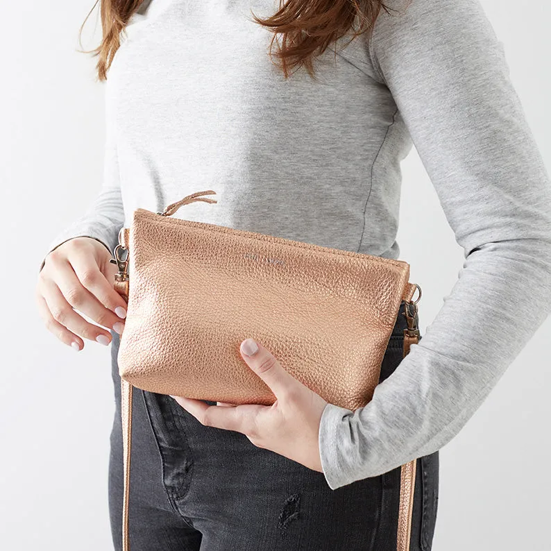 Rose Gold Leather Crossbody Bag