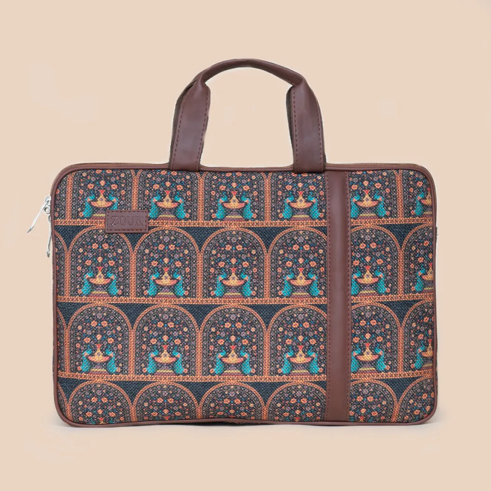 Royal Indian Peacock Motif Sleek Laptop Sleeve