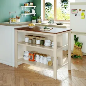 Solid Wood Rustic 45" Stationary Kitchen Island