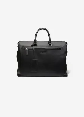 Square Leather Briefcase Black