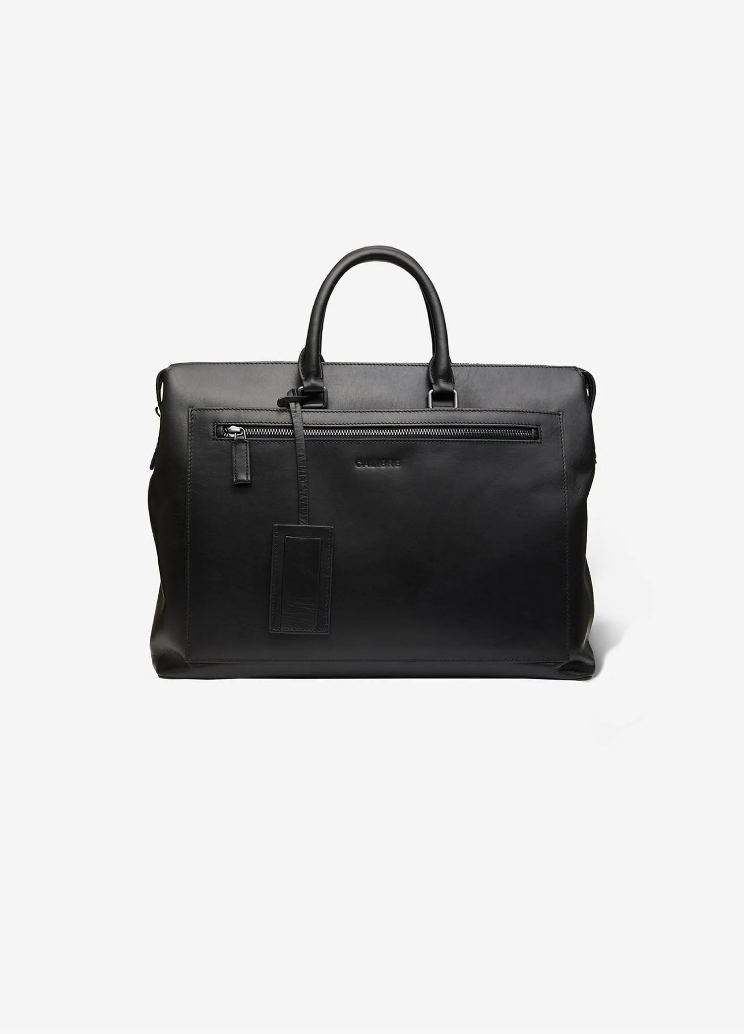 Square Leather Briefcase Black