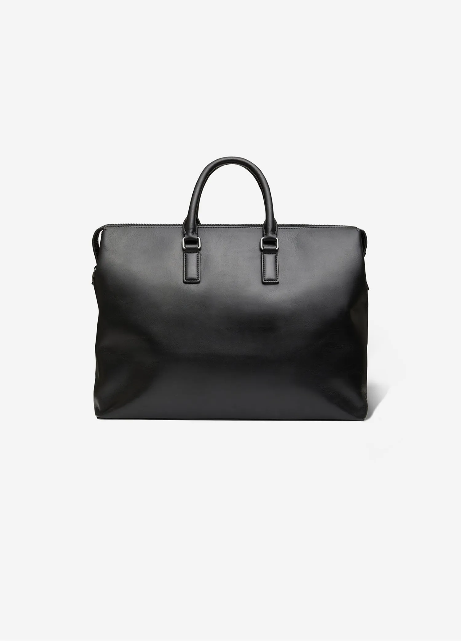 Square Leather Briefcase Black