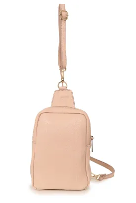 Tara - Italian Leather Sling Bag - Nude, Pebbled