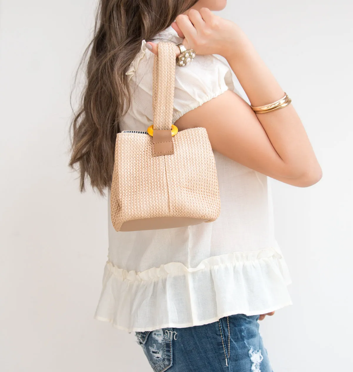 The Adel Woven Bucket Handbag