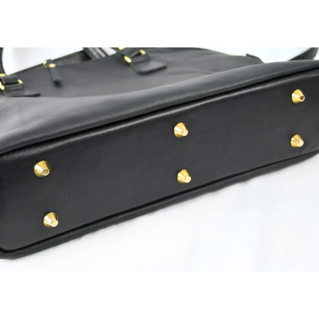 The Ladies Slim Leather Briefcase - Black