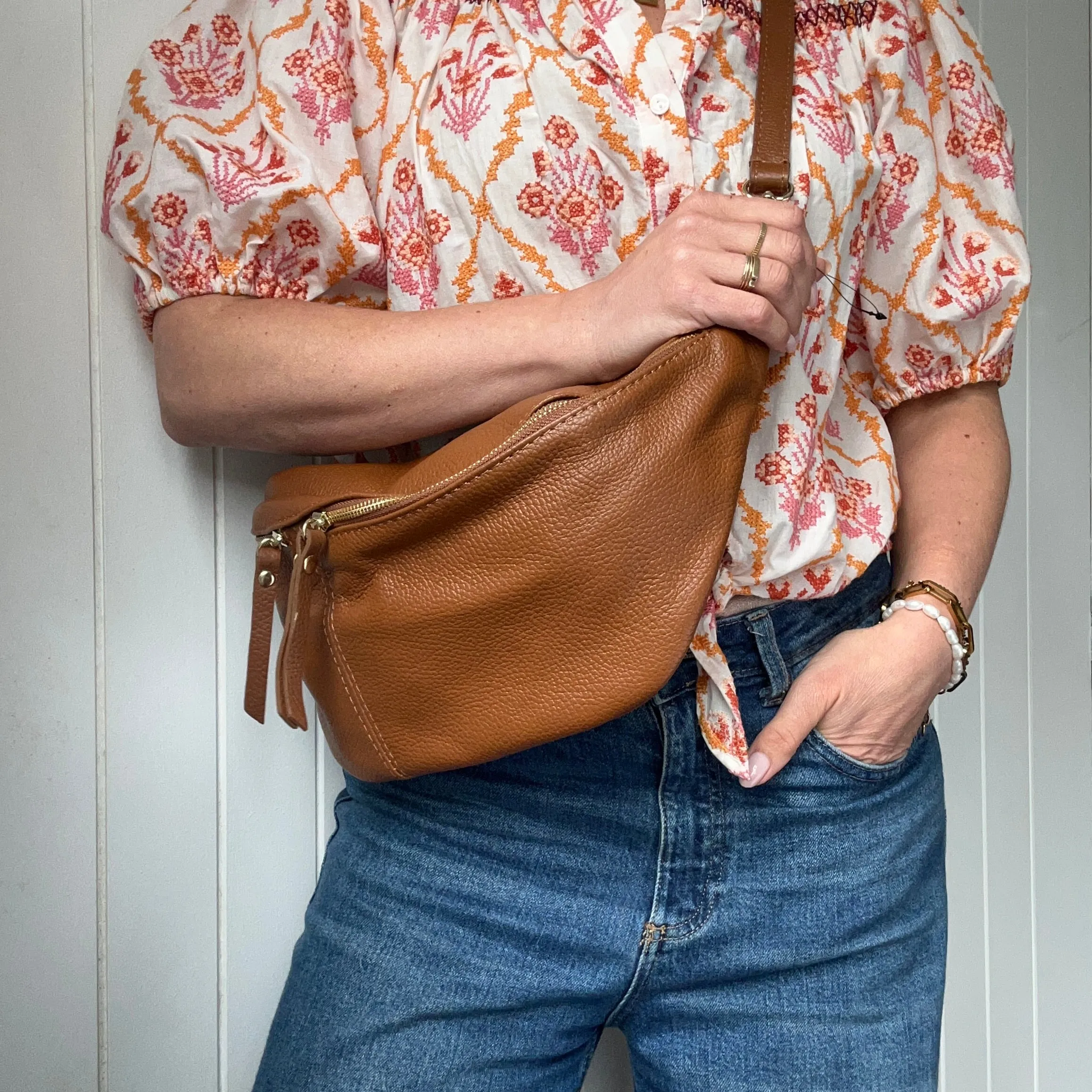 The Large Leather BumBag / Sling Bag (Exposed Zips)