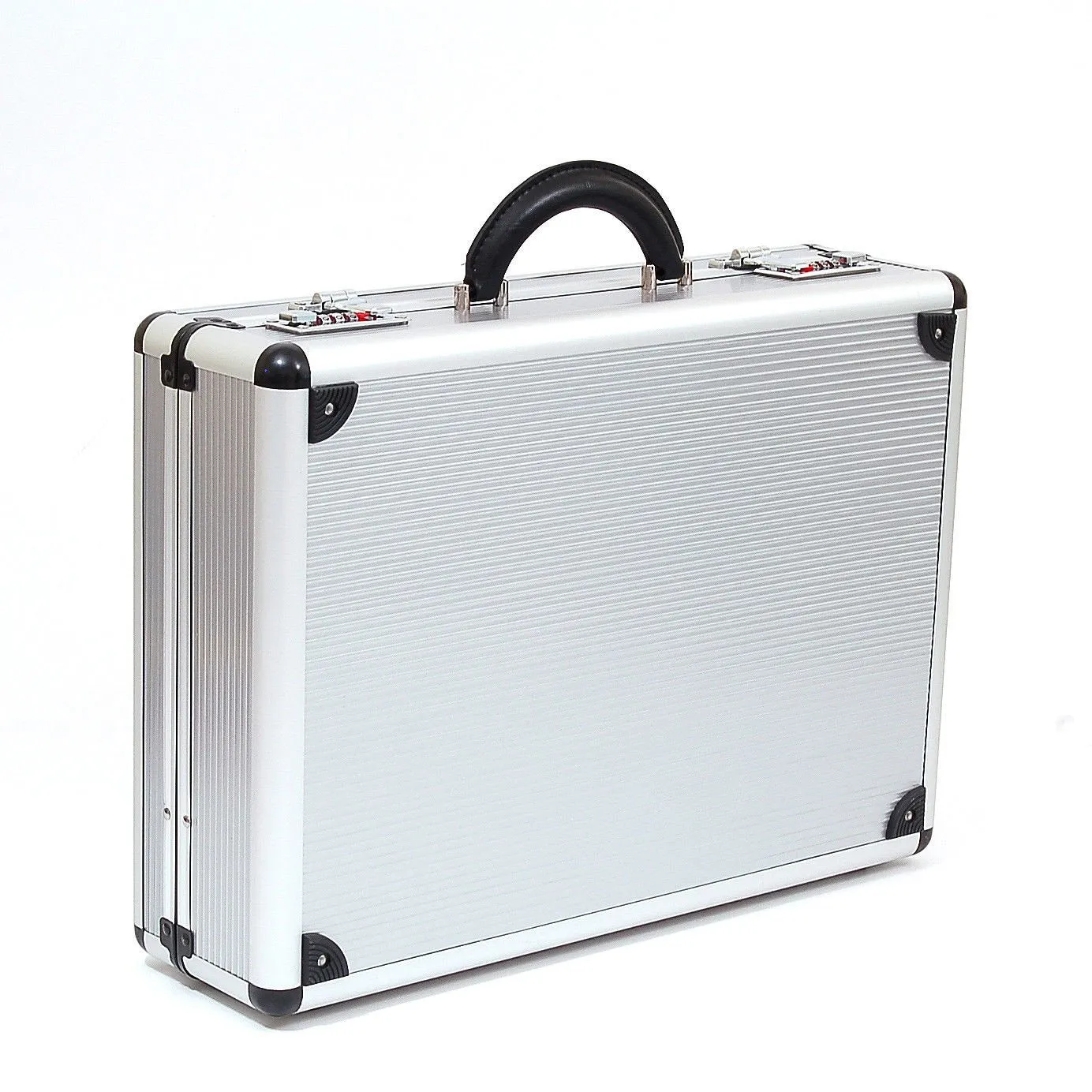 Transworld Combination Lock Organizer Attache Briefcase Aluminum Silver