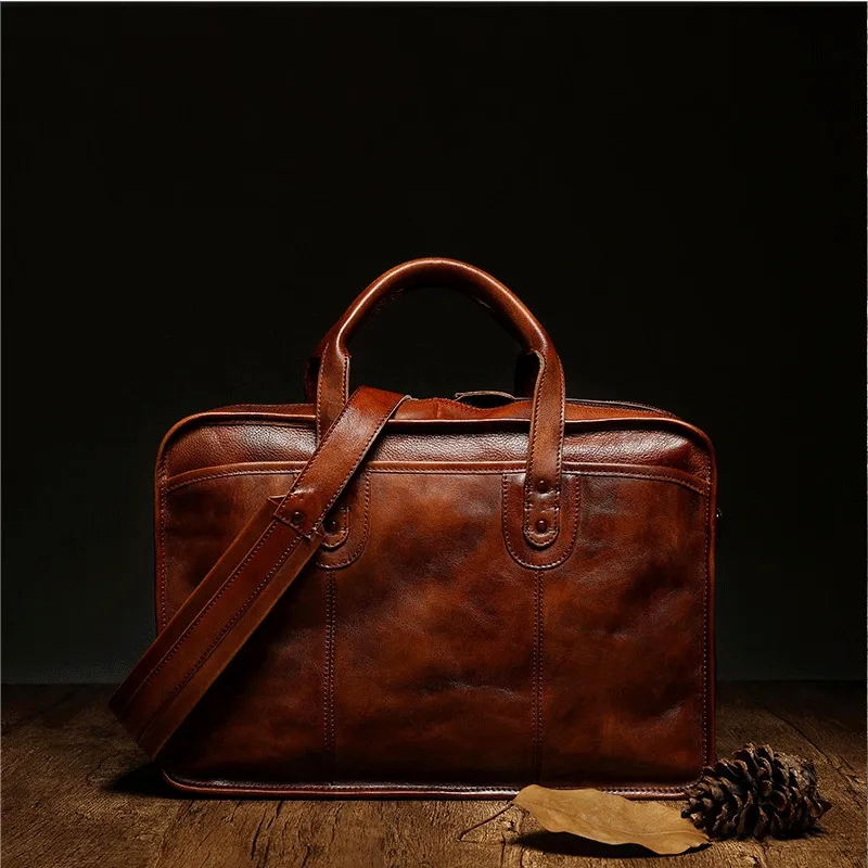 Vegetable Tanning Leather  Briefcase