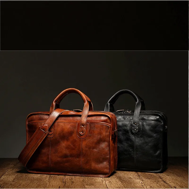 Vegetable Tanning Leather  Briefcase