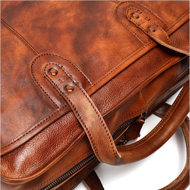 Vegetable Tanning Leather  Briefcase