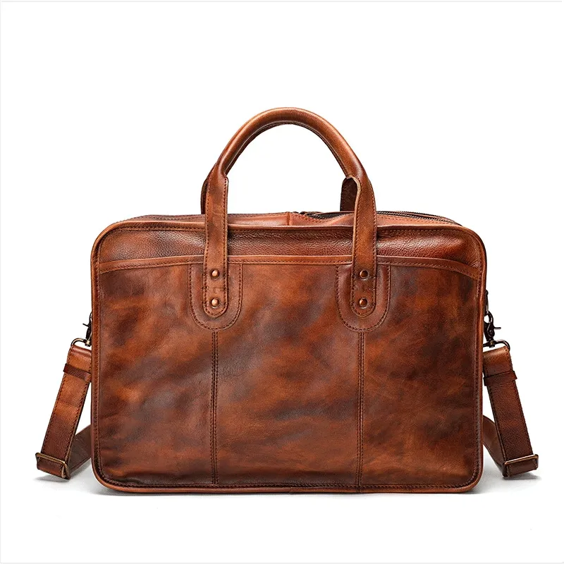 Vegetable Tanning Leather  Briefcase