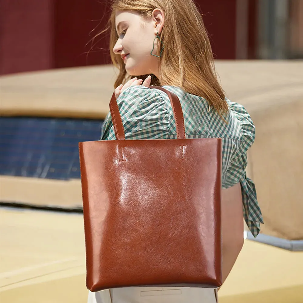 Vintage Cowhide Female Tote Purse