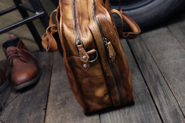 Vintage Genuine Leather Large Tote Handbag