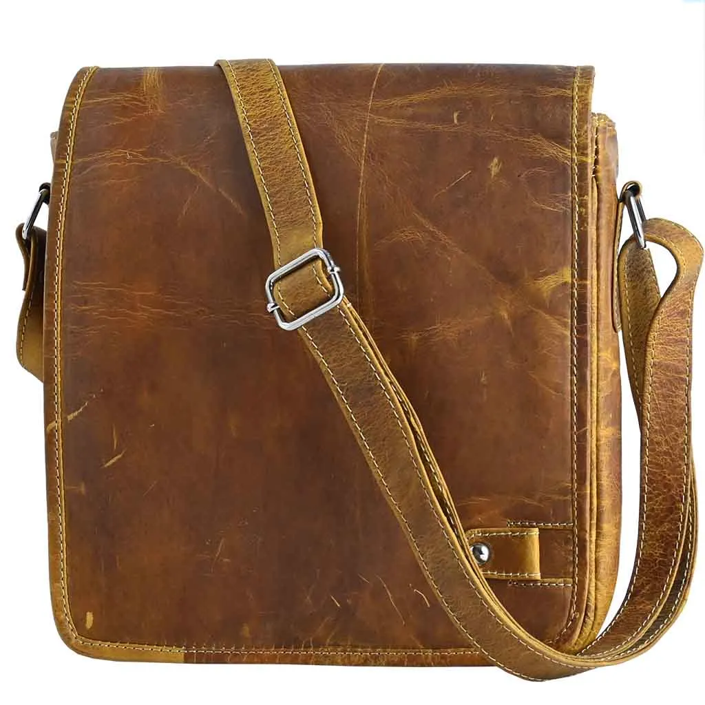 Vintage Leather Messenger Bag Brown Bygone Crossbody Bag